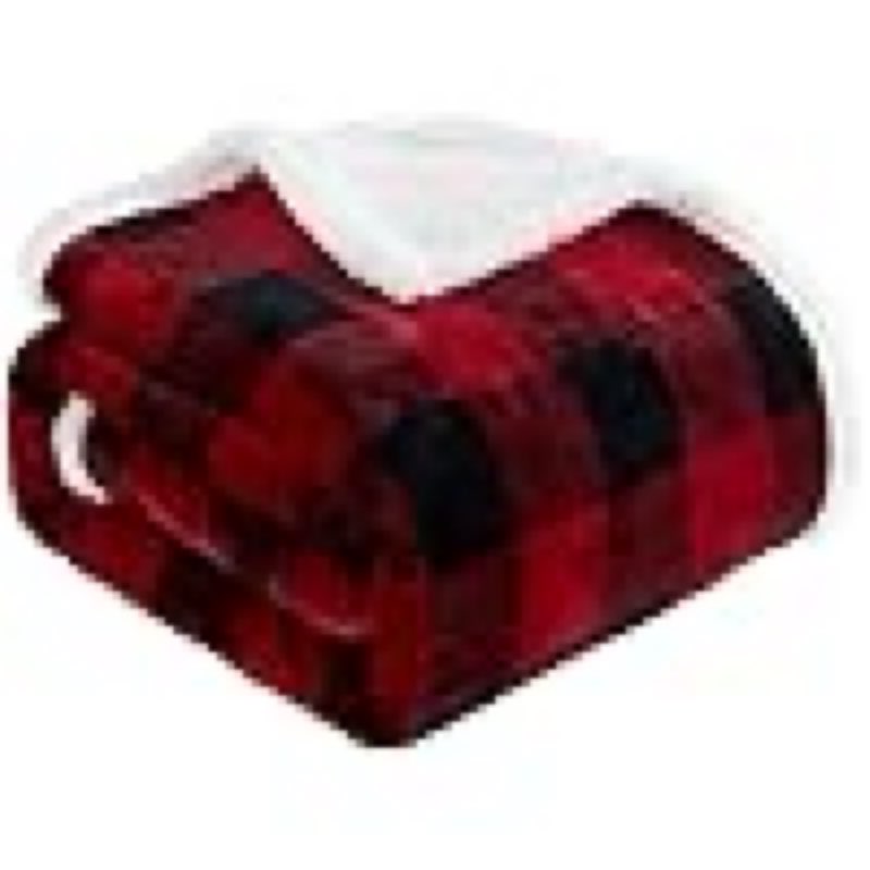 (Similar)Touchat Sherpa Red and Black Buffalo Plaid Christmas Twin Blanket 60\" X 70\", Fuzzy Fluffy Soft Cozy Throw Blanket, Fleece Flannel Plush Microfiber Blanket for Couch Bed 