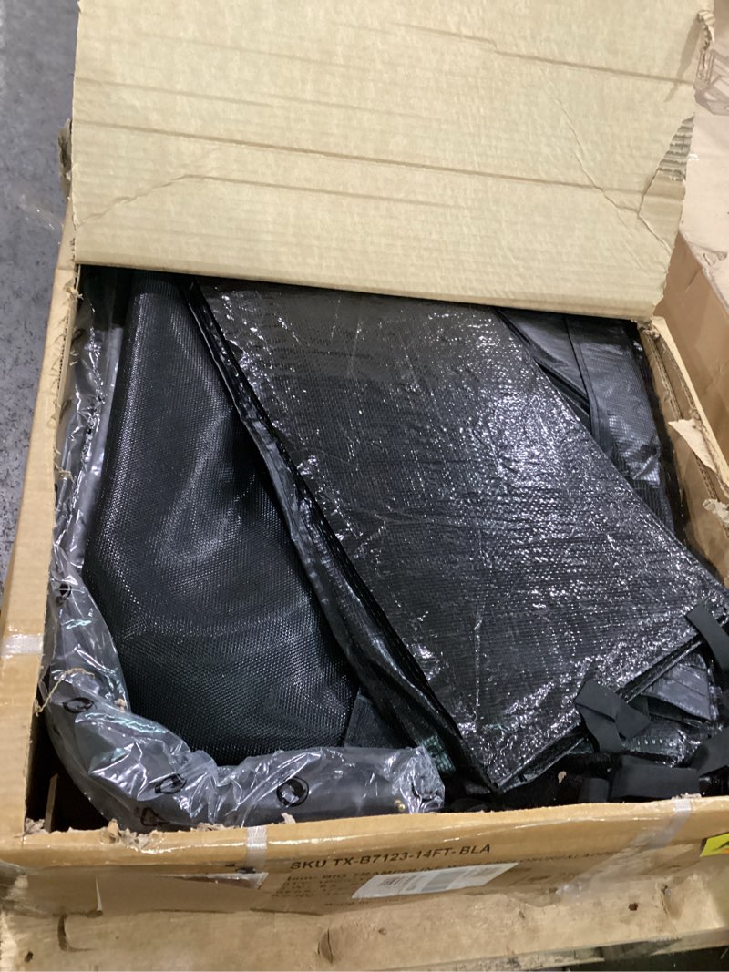 Condition photo showing As Is for trampoline 8ft 10ft 12ft 14ft 16ft, outdoor trampolines for kids and adults, recreational trampoline with enclosure net & ladder, round trampolines astm approved