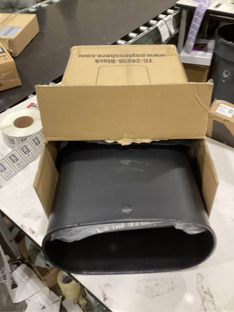 Condition photo showing As Is for BestOffice | 13 Gallon Trash Can with Lid | Automatic Touchless Garbage Can | Odor Control | Modern Oval Design | Easy to Clean | Plastic | Black | Fits Any Kitchen, Bathroom, Office or Home Plastic Black