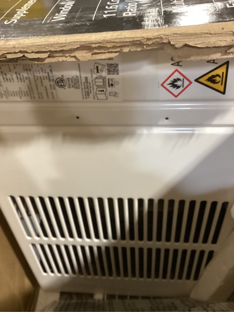 Condition photo showing Good Condition for lg 12,200 btu window air conditioner with supplemental heat, 230/208v, cools 570 sq.ft. (19' x 30' room size), electronic controls with remote, 2 cooling, heating & fan speeds, slide in-out chassis bright white 12000 btu electronic 230v