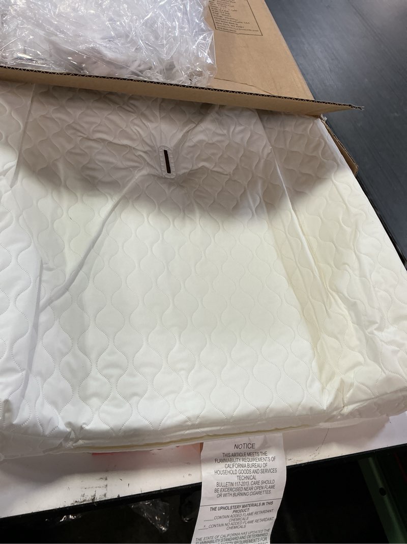 Condition photo showing Good Condition for delta children crib and changer changing pad and plush cover - works with crib and changers - machine washable cover. waterproof, white