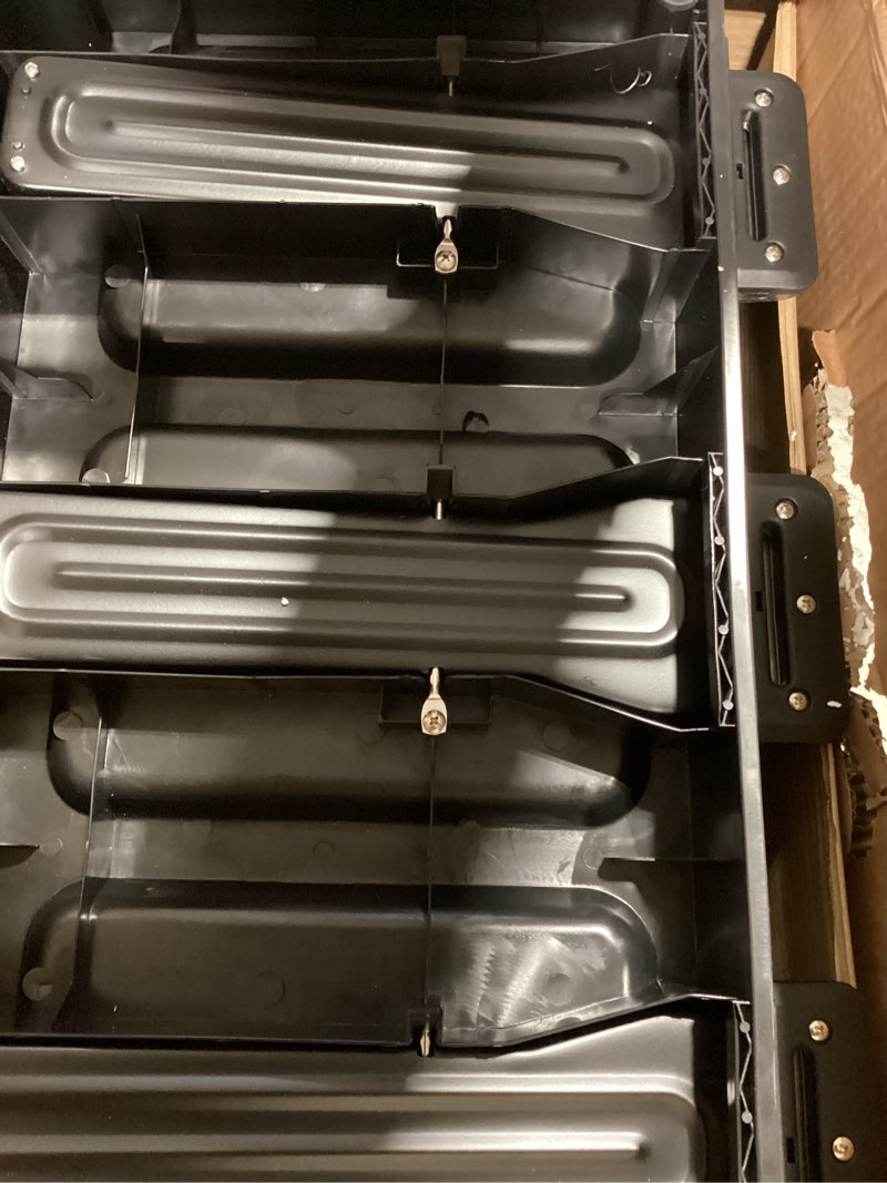 Condition photo showing New/Like New for Home Zone Living 16 Gallon Large Kitchen Trash Can with Three Compartments for Recycling, Stainless Steel, Silver, 60 Liters Total Silver Trash Can