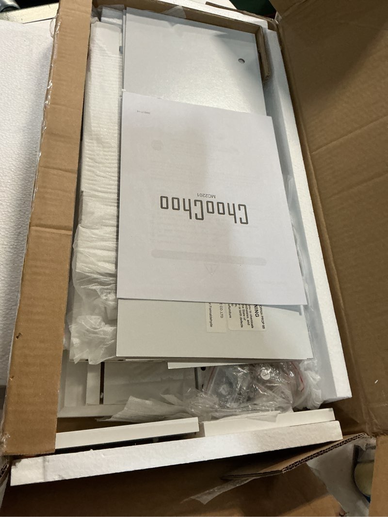 Condition photo showing New/Like New for choochoo bathroom cabinet wall mounted 2-door with 3 open shelves, wooden medicine cabinets with adjustable shelf, space saver storage cabinets over the toilet for bathroom&living room, white white 1 pack