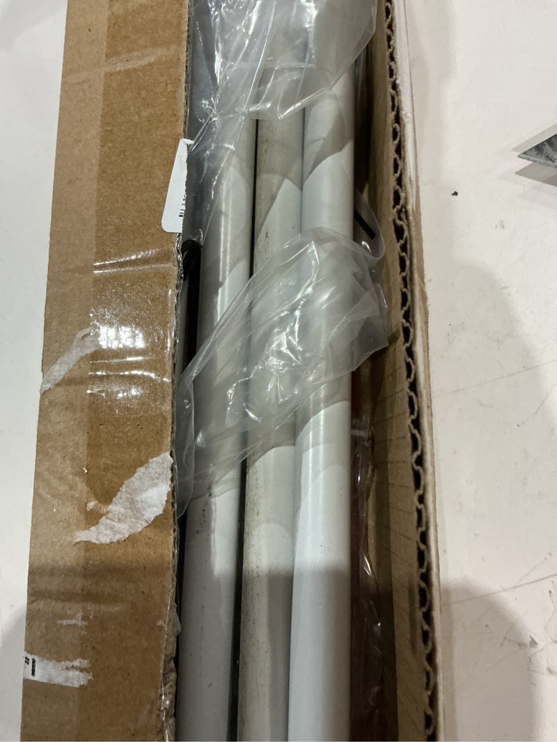Condition photo showing As Is for curtain rods for windows 48 to 84 or 88 inches max - 5/8'' metal heavy duty curtain rods set - rustic decorative drapery rods with brackets for farmhouse, bedroom, sliding glass door(4-7.5 feet-white) 30-88"(1 pack) white