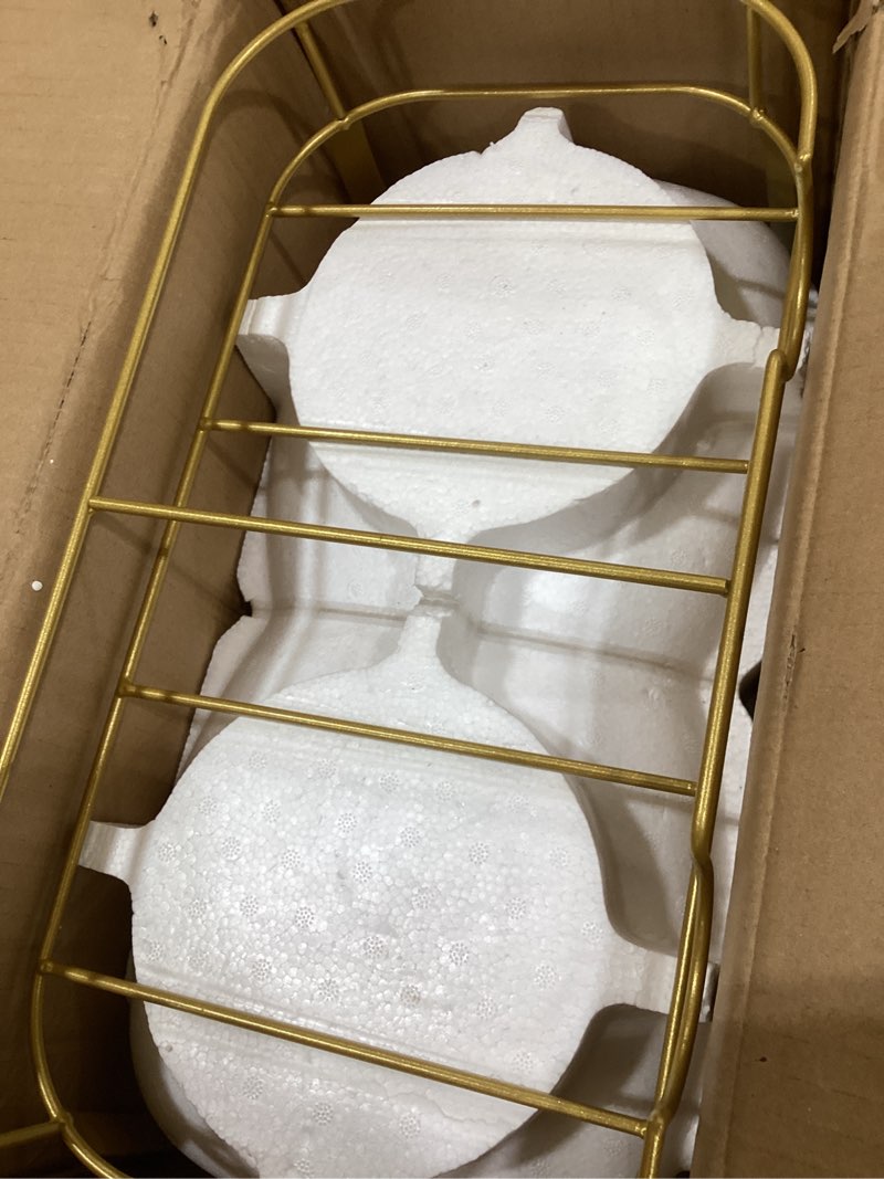 Condition photo showing Good Condition for Lallisa 2 Pcs 2 Gallon Glass Drink Dispenser with Stand Ice Cylinder Hanging Chalkboard Signs 18/8 Stainless Steel Spigot Beverage Dispensers for Parties Mason Jar Drink Lemonade (Gold)