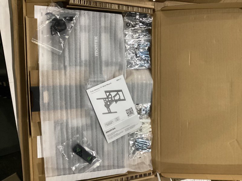 Condition photo showing New/Like New for montek 1.1" ultra slim tv wall mount for 37-75 inch tvs, 132lbs heavy duty, 4x weight tested, full motion articulating bracket, max vesa 400x400mm, fits 16/18" studs 37"-75" low profile