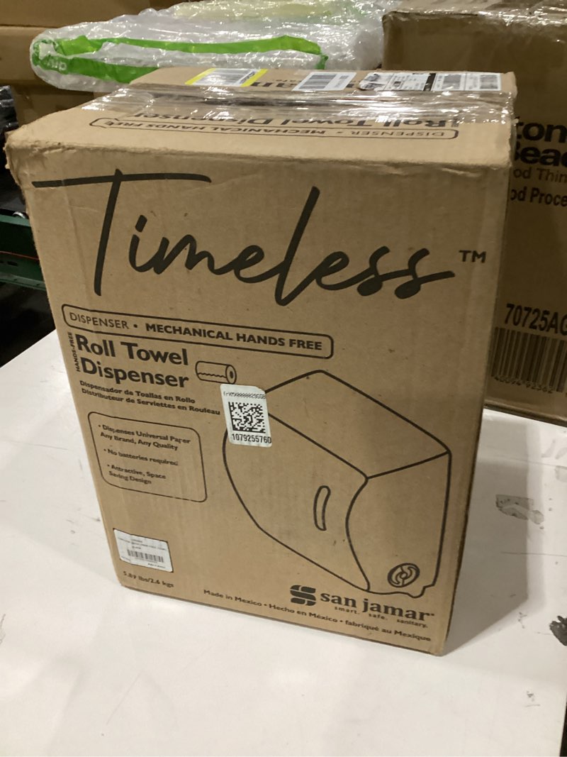 Condition photo showing New/Like New for San Jamar Timeless Hands-Free Mechanical Paper Towel Dispenser, Black, Commercial Grade, Universal R