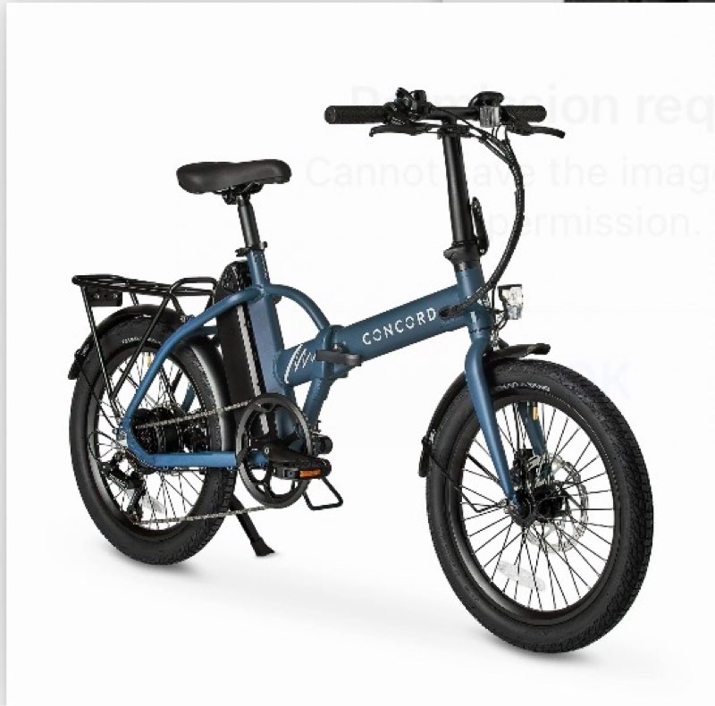 concord 20" urbanfold electric folding bike, 36v, class 2, blue, fits riders 4'11" - 6'2", adult, unisex