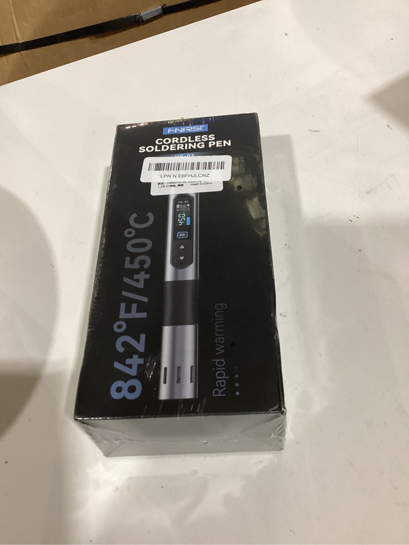 Condition photo showing New/Like New for fnirsi hs-03 cordless soldering iron kit, 2600mah battery portable soldering iron, 212-842°f, 3s fast heating, 5-level temp, 0.96" ips display soldering iron for electronics repair, diy, pcb