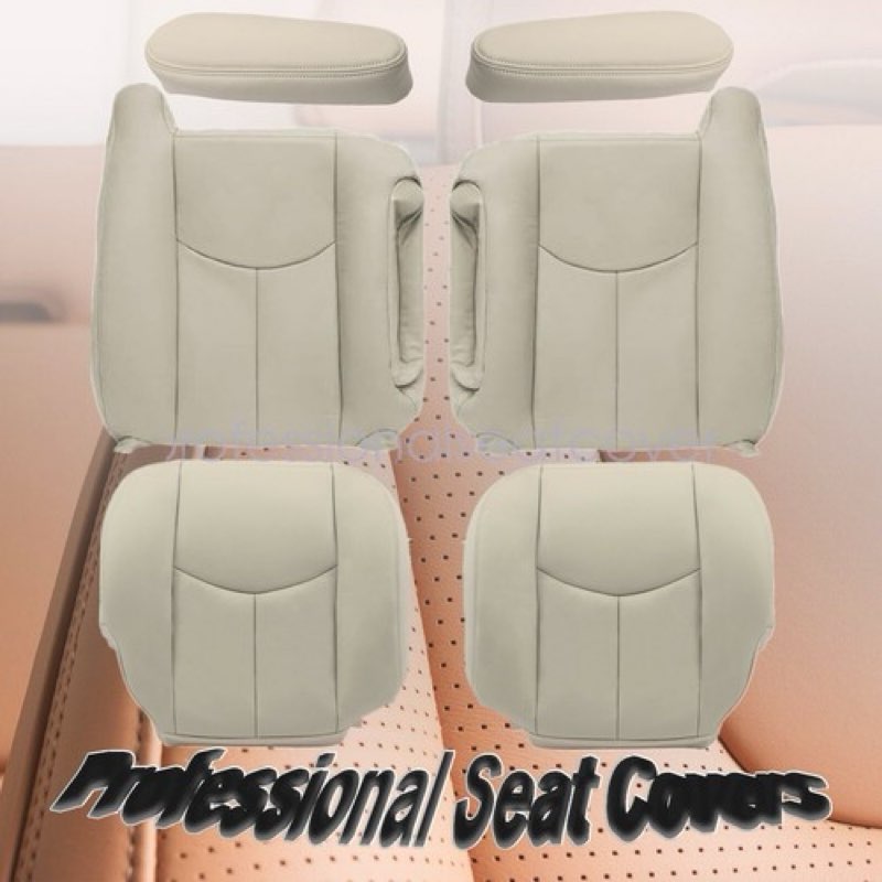 SecosAutoparts Driver & Passenger Bottom & Top Lean Back Replacement Leather Seat Cover Tan# 522/ 52
