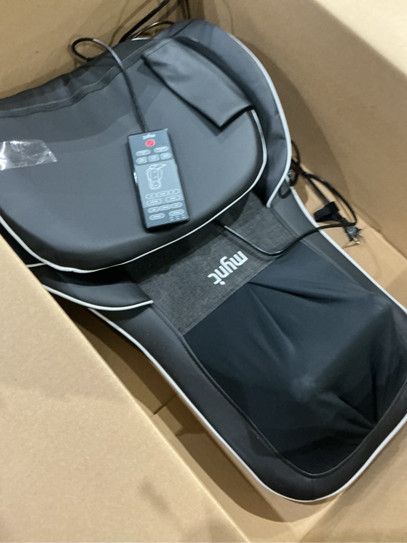 Condition photo showing As Is for mynt fsa eligible hsa approved shiatsu neck and back massager for chair with 10 deep kneading nodes, 2d & 3d back massage with heat, portable spot massage chair pad (black)