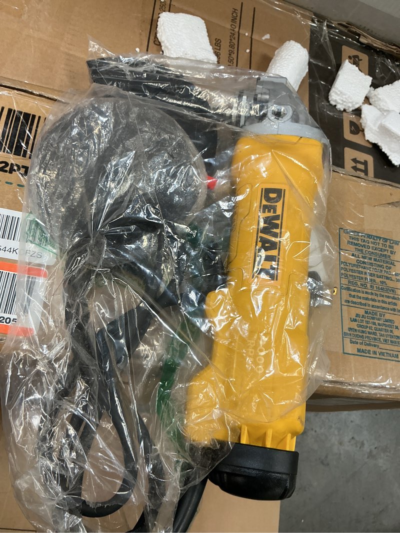 Condition photo showing As Is for DEWALT Angle Grinder Tool, 6-Inch, Paddle Switch with No Lock-On, 13-Amp (DWE43144N), Yellow