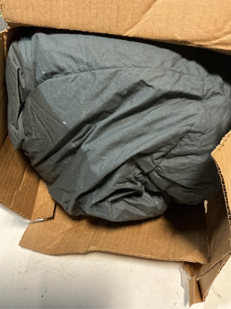 Condition photo showing As Is for cotton pintuck comforter, twin, nightfall