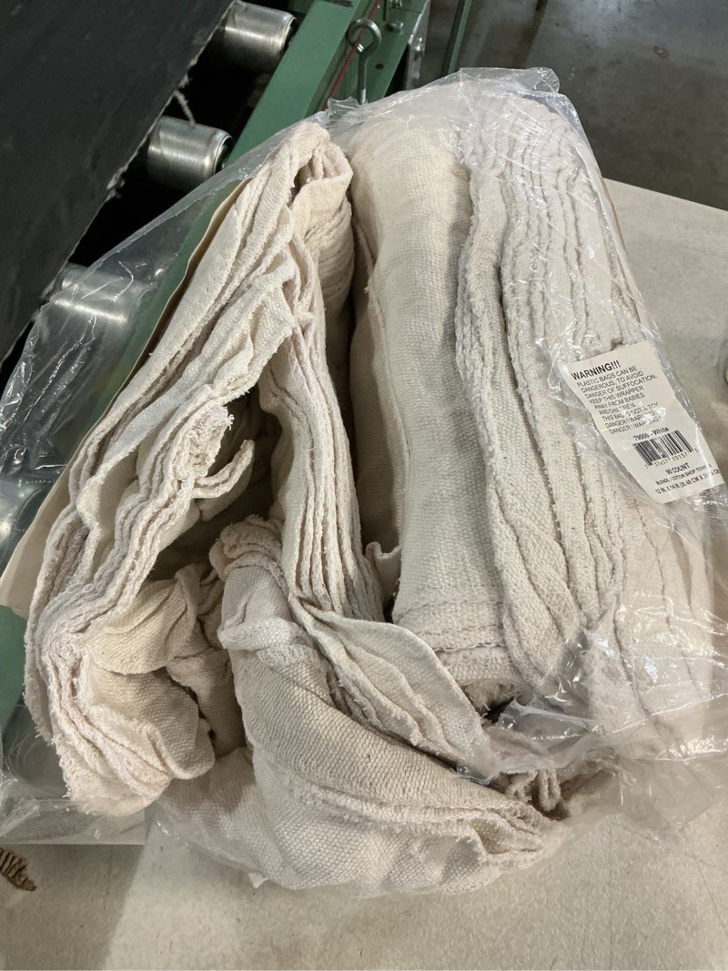 Condition photo showing As Is for simpli-magic cotton shop towels 14"x12" (90 pack) – reusable cleaning shop rags for automobiles, industries, garage and homes (white) white 90 pack