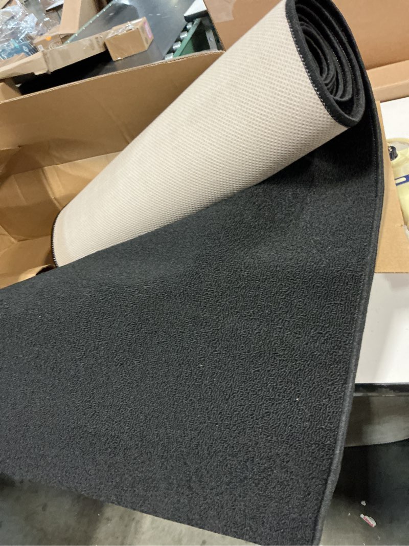 Condition photo showing Good Condition for Custom Size Backed Non-Slip Area Rugs Runner, Easy Clean, Waterproof Runner Rugs for Hallway Entryway, Kitchen, Laundry, 2FT x 6FT, Gray Stripe (BLACK similar). 