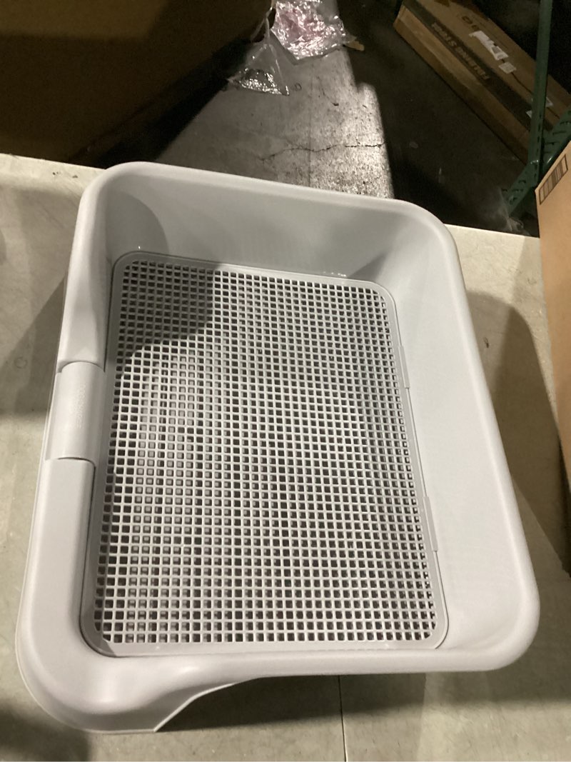 [DogCharge] Indoor Dog Potty Tray – with Protection Wall Every Side for No Leak, Spill, Accident - Keep Paws Dry and Floors Clean (Tray Only, Grey) Tray Only Grey