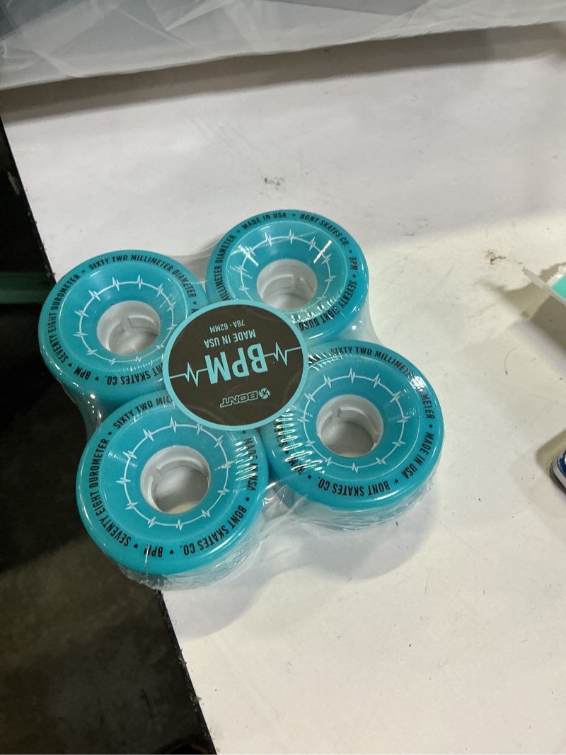 Condition photo showing New/Like New for bont skates bpm quad roller skate outdoor wheels - suitable for recreational skating asphalt sidewalk boardwalk street - 62x35mm 78a, made in usa