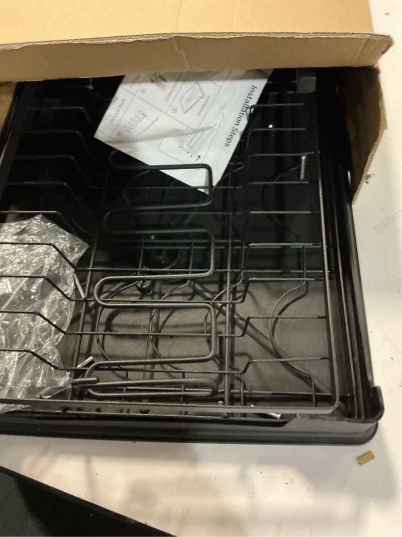 Condition photo showing As Is for b-land dish drying rack: 2 tier dish racks for kitchen counter and sink - large dish drying rack with drainboard & utensil holders - stainless steel dish drainers kitchen organization and storage black
