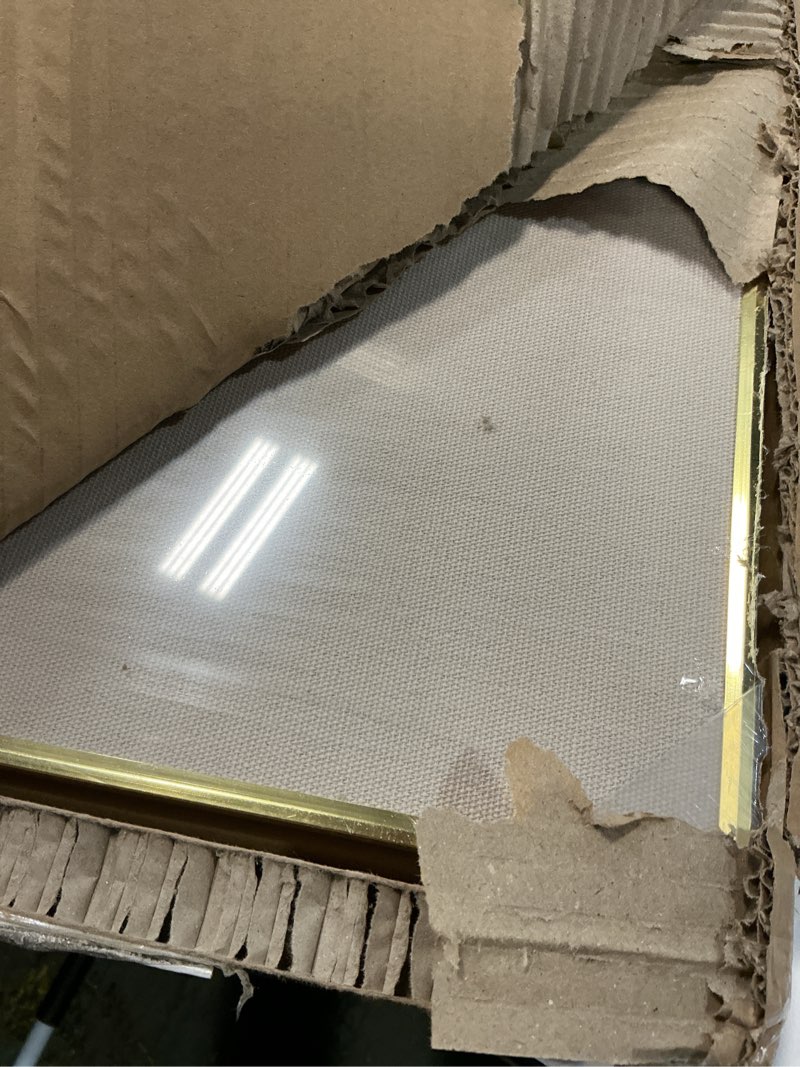 Condition photo showing Good Condition for dollar boss bulletin board with linen 24'' x 18'' with golden aluminum frame, fabric cork boards for walls, decorative pin board for office home café, beige brown beige brown 24‘’x 18‘’