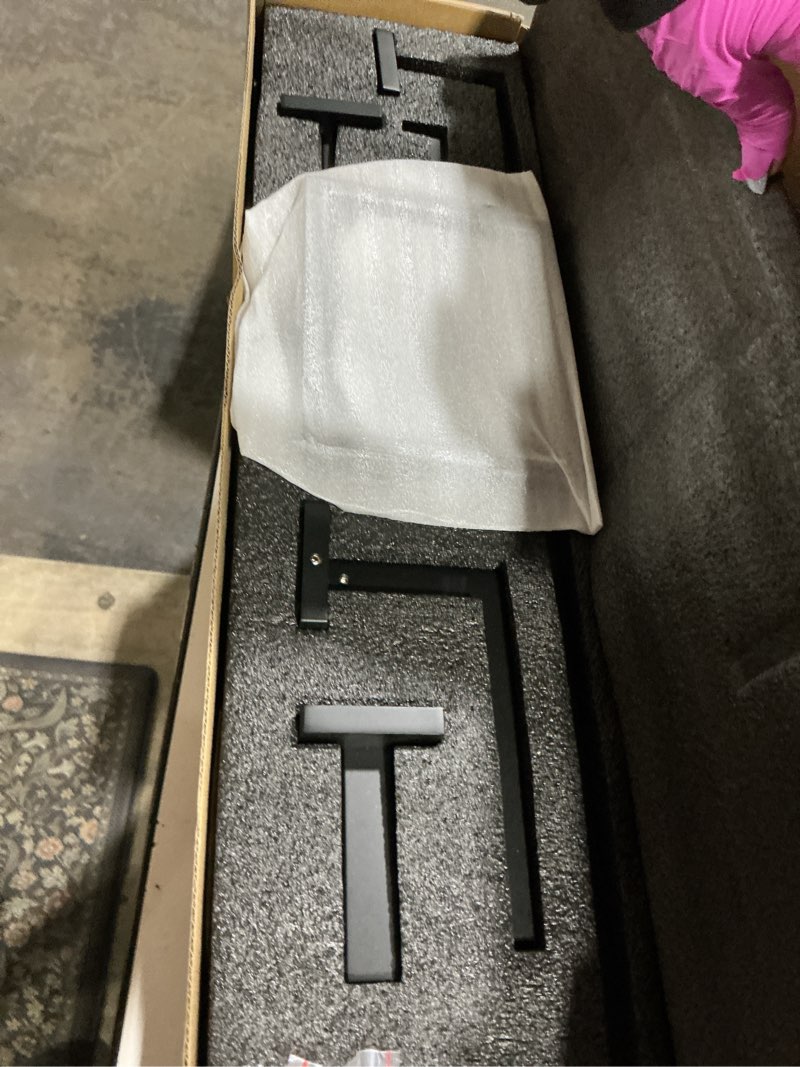 Condition photo showing Good Condition for tqkag matte black bathroom hardware accessories set 5 pieces, double post pivoting toilet paper holder set stainless steel square bathroom towel bar holder set wall mounted matte black 5-pieces set