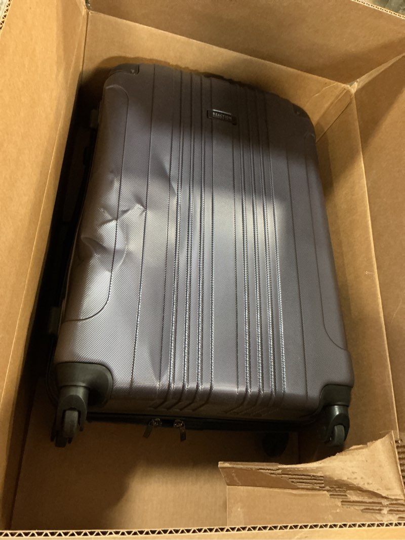 Condition photo showing As Is for Kenneth Cole REACTION Out of Bounds Lightweight Hardshell 4-Wheel Spinner Luggage, Smokey Purple, 28-Inch Checked 28-Inch Checked Smokey Purple