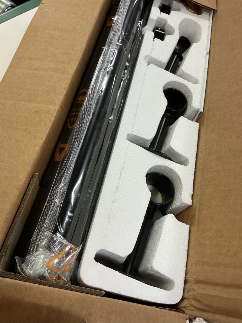 Condition photo showing New/Like New for yafex 2 pack heavy duty curtain rods 32-90 inch, 1 inch adjustable black curtain rod for windows, long window treatment rods set with aluminium finials, modern design 32" to 90" - 2pack black