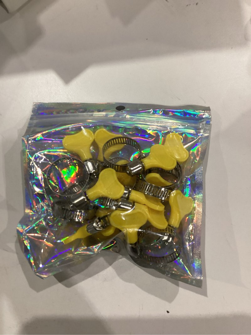 Condition photo showing New/Like New for 15-Pack Stainless Steel Hose Clamps, 3/4" to 1-1/8" (19-29mm) Adjustable Worm Drive Clamps with Yellow Grip, for Automotive, Marine, Plumbing & Industrial Applications