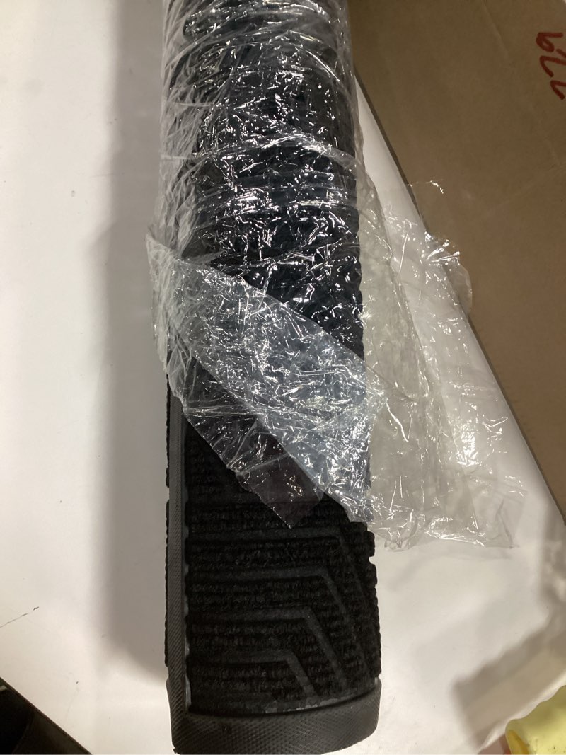 Condition photo showing As Is for Smiry Half Circle Front Door Mat Outside Entrance, Heavy Duty Sturdy Natural Rubber Doormat, Trap Dirt and Moisture, Low Profile Mats for Indoor Outdoor Entry, Irregular Triangle (36x24, Black) Black Irregular Triangle Semicircular 36" x 24"