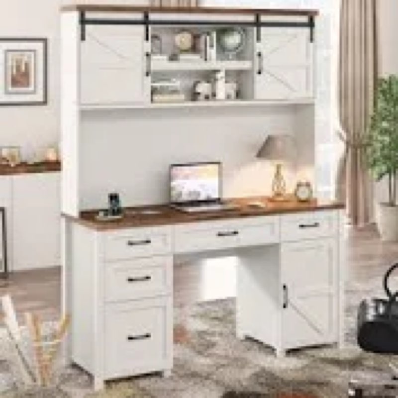 (INCOMPLETE) 67''H Executive Desk With Hutch & 5 Drawers