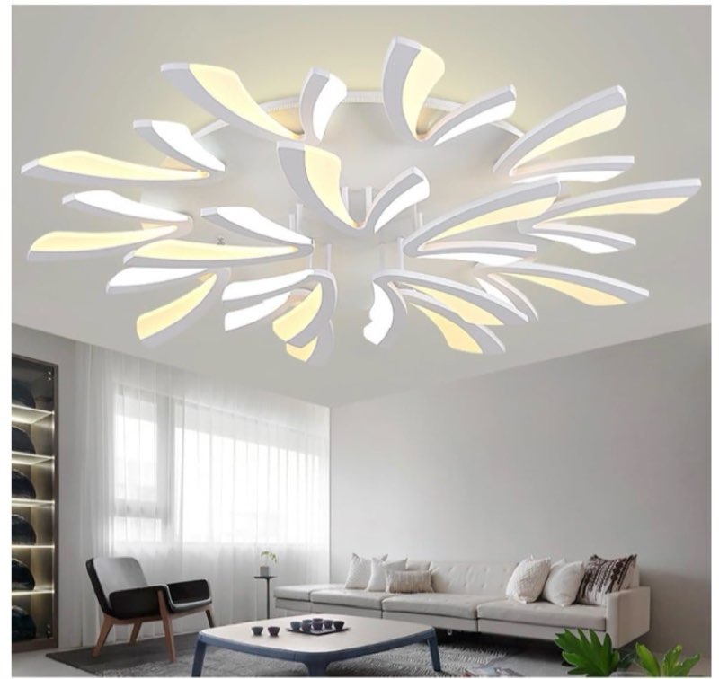 LED Dimmable Ceiling Light Fixture,40Inch 15-Lights Modern Ceiling Lights Flush Mount 120W Chandelier for Living Room Bedroom Kitchen,Black Frosted Acrylic Ceiling Lighting Black Frosted Acrylic 15-lights