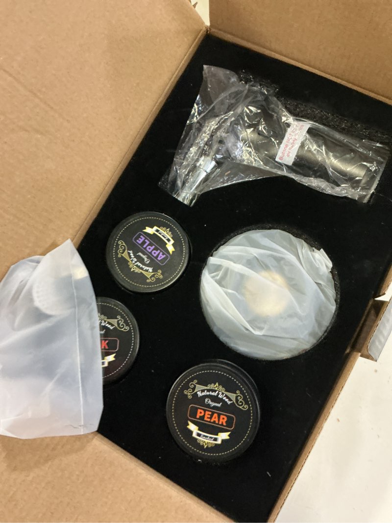 Condition photo showing New/Like New for electric whiskey smoker kit with torch, father day gift for whiskey lover, 6 wood chips – infuse rich smoky flavors in bourbon old fashioned & cocktails, birthday gifts for him, dad (without butane) black