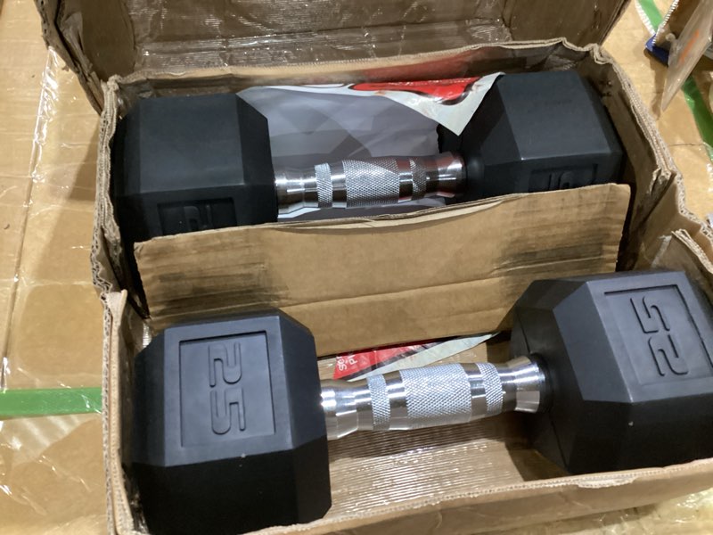 Condition photo showing Good Condition for cap barbell coated dumbbell weight | multiple options pairs & sets chrome handle 50 lb - set (25 lb x 2)