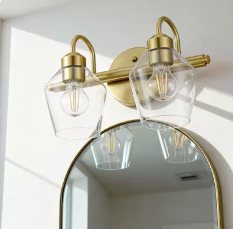   allen + roth merritt 14.75-in 2 light brushed gold modern/contemporary bathroom vanity
