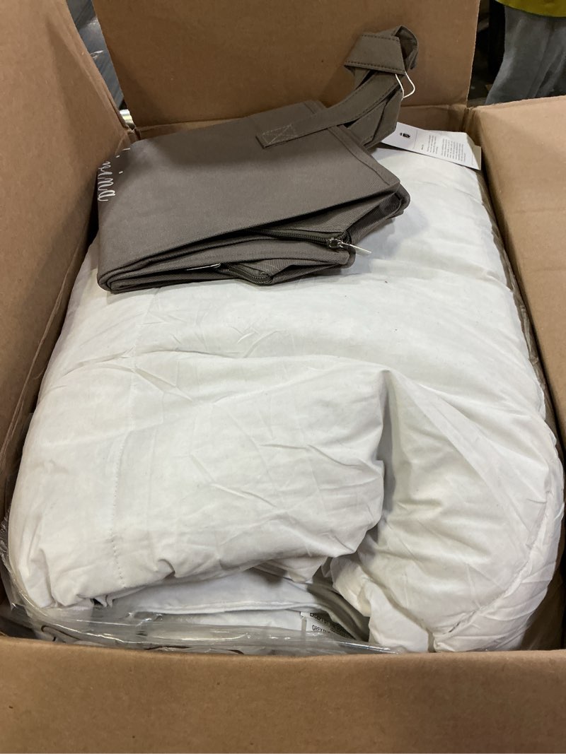 Condition photo showing As Is for Royoliving Premium Feathers Down Duvet Insert Comforter Oversized King Size All Season Medium Warmth White 100% Cotton Cover with Corner Tabs (120x98, 77 oz) White Oversized King All Season