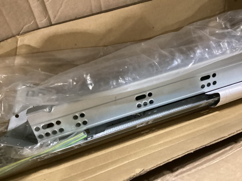 Condition photo showing As Is for soft close bottom mount drawer slides 18 inch rails with rear mounting bracket locking devices screws for face frame or frameless application?18 inch, 1 pair? 18 inch 1 pair