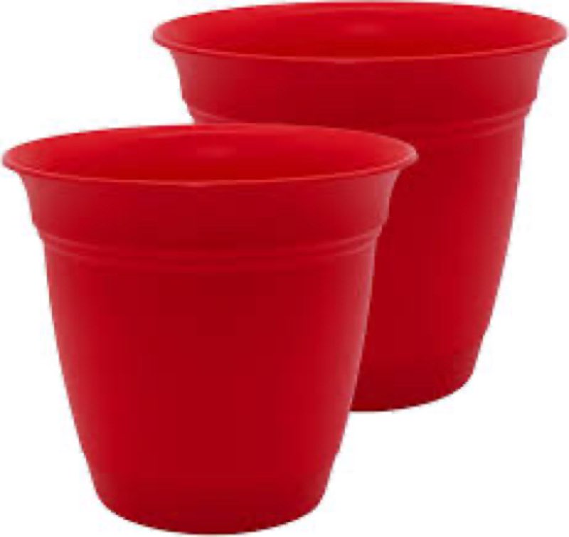 The HC Companies 16 Inch Eclipse Round Planter Pots with Drainage Holes & Attached Saucer, Lightweig,set of 2