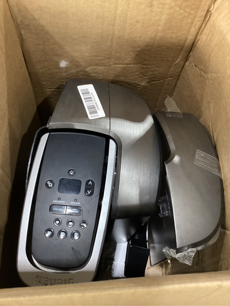 Condition photo showing As Is for Keurig K-Elite Single Serve K-Cup Pod Coffee Maker, with Strength and Temperature Control, Iced Coffee Capability, 8 to 12oz Brew Size, Programmable, Brushed Slate