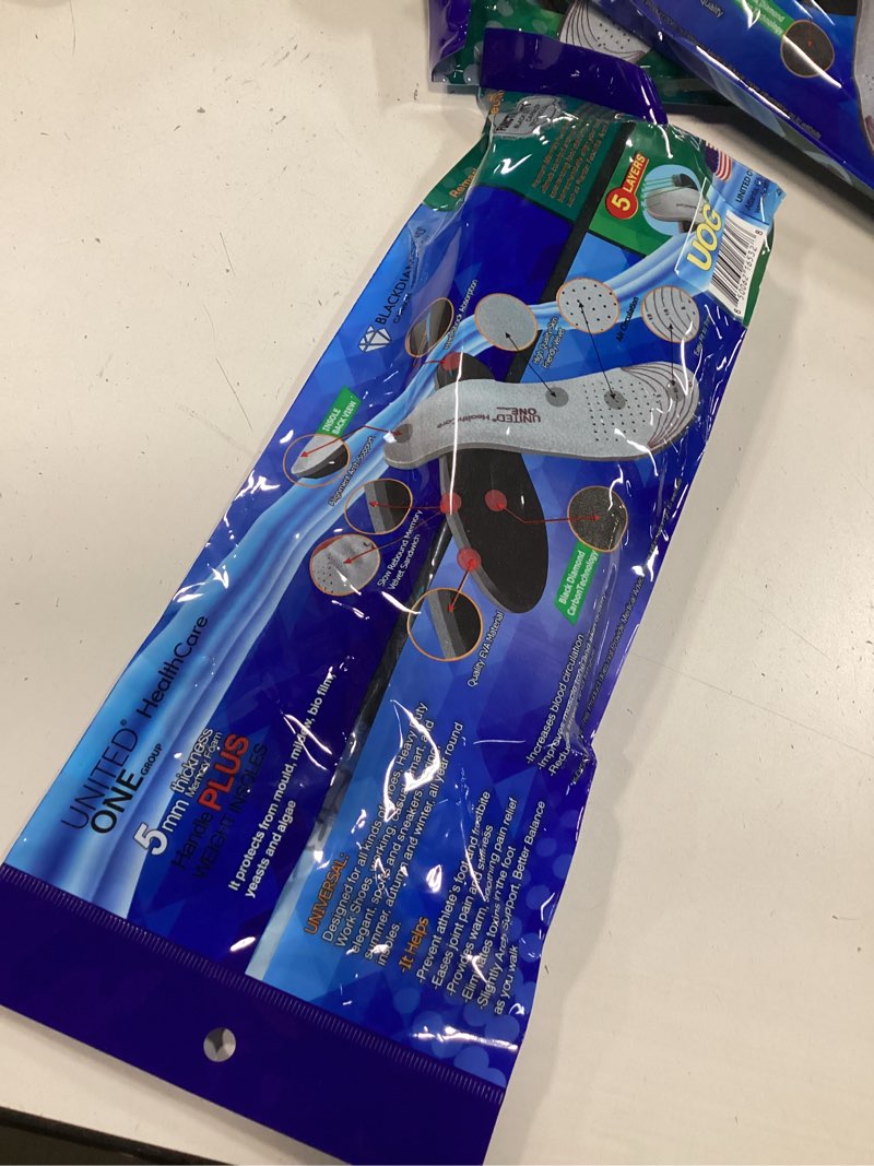 Condition photo showing New/Like New for UOG Heavy Duty Memory Foam Insoles –Balance & Posture While You Walk. Pain Relief, Boosts Circulation, Prevent Odor.Fits Work Boots, Sneakers, & Casual Shoes. Made in The U.S.A. M 4-6 | W 5-8