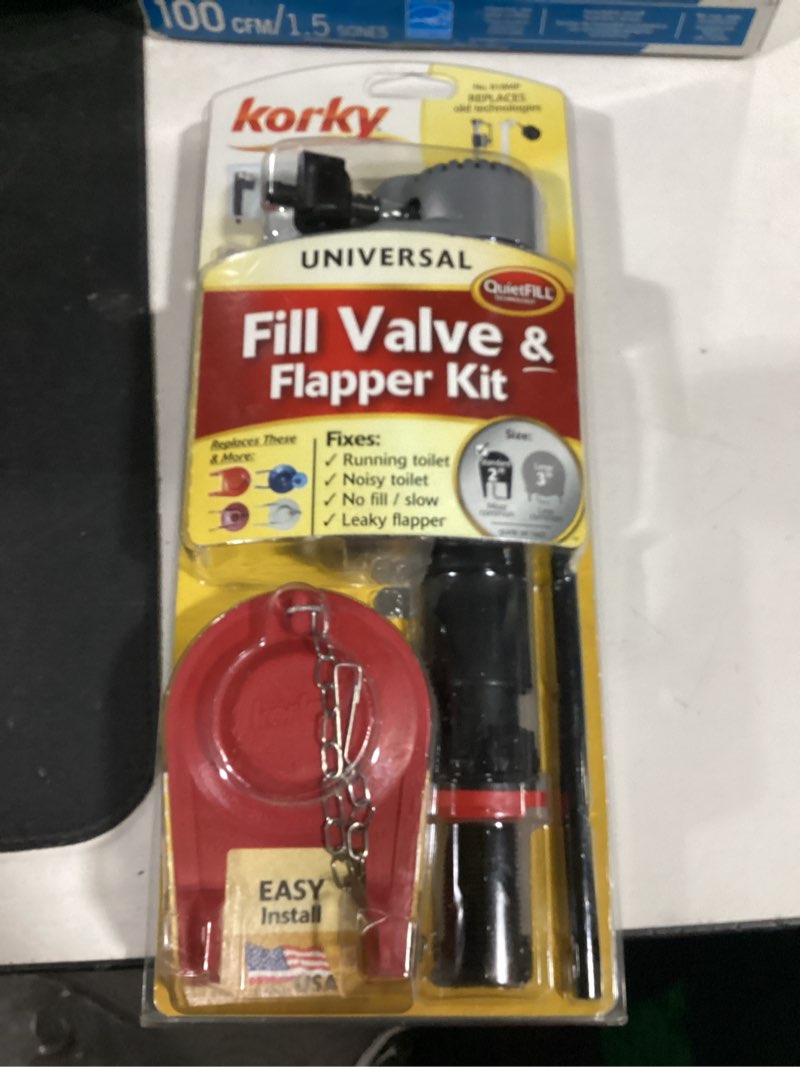 Condition photo showing New/Like New for korky quietfill platinum fill valve and flapper kit