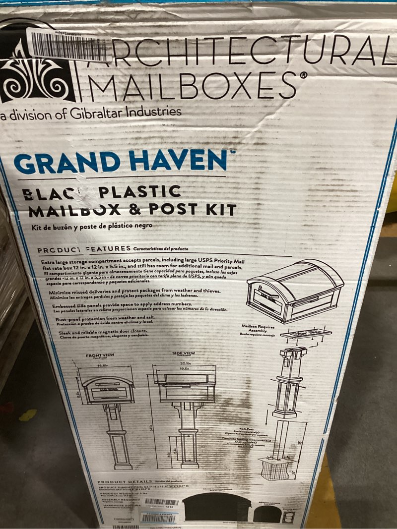 Condition photo showing Good Condition for architectural mailboxes grand haven plastic, mailbox and post kit, black extra large