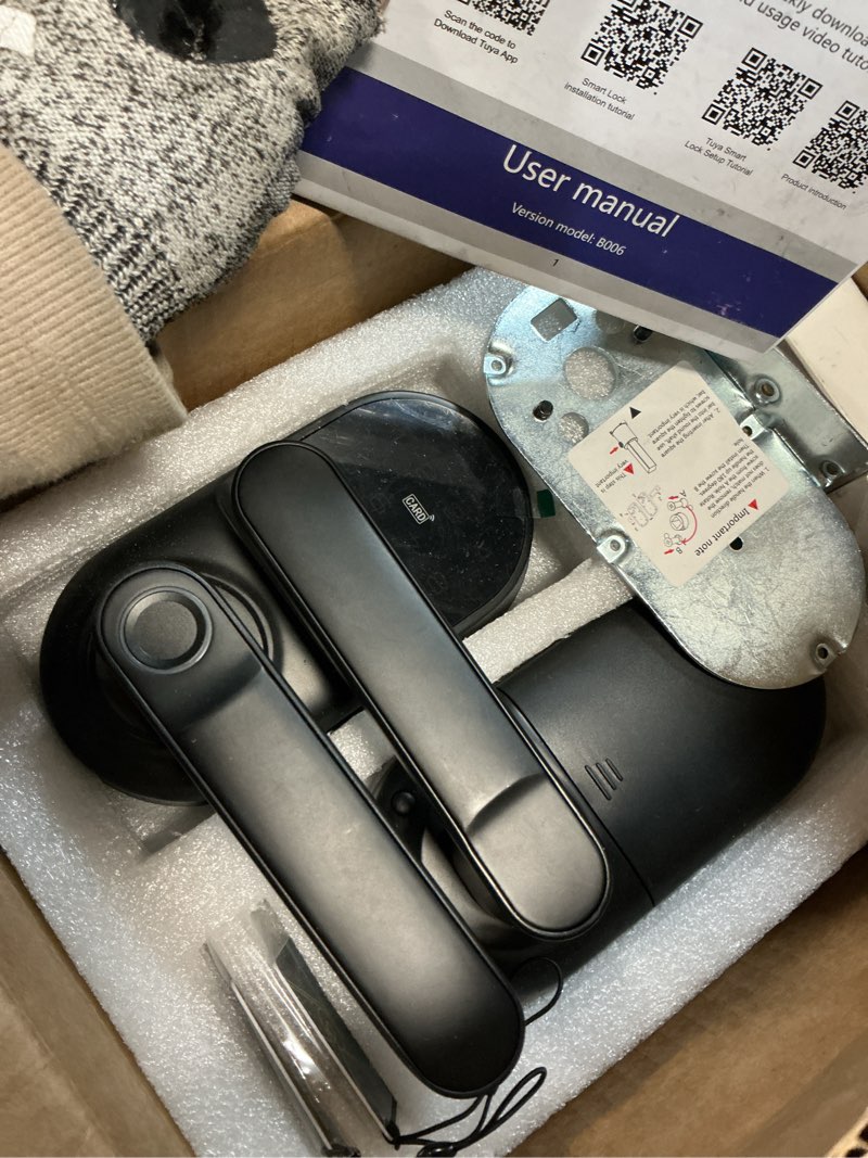 Condition photo showing As Is for Smart keypad Door Lock with Handle?Fingerprint Keyless Entry Digital Lock with Built-in doorbell for Front Door,Bedroom,biometric Door knob,with Gateway Remote APP Control Black APP