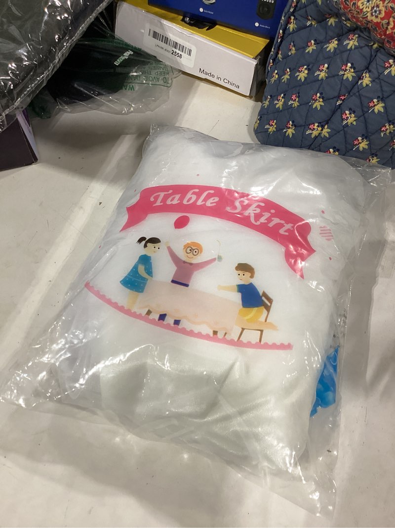 Condition photo showing New/Like New for partisky white tulle tutu table skirt for rectangle tables or round table,led light string table cloth for wedding baby shower birthday party dessert/cake tables