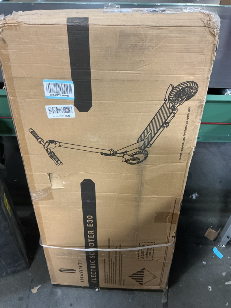 Condition photo showing New/Like New for INVANTI E30 Adult Electric Scooter, Max 20Miles & 18 MPH, 350W Motor, Turn Signals, Smart APP, 8.5" Solid Tires, Foldable Commuter Electric Scooter for Adult with Rear Suspension and Dual Brakes Gray