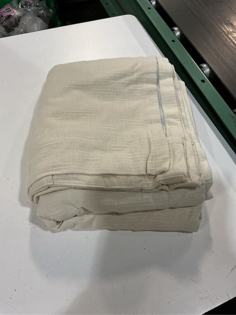 Condition photo showing As Is for cotton slub room darkening curtain, 48x84, natural