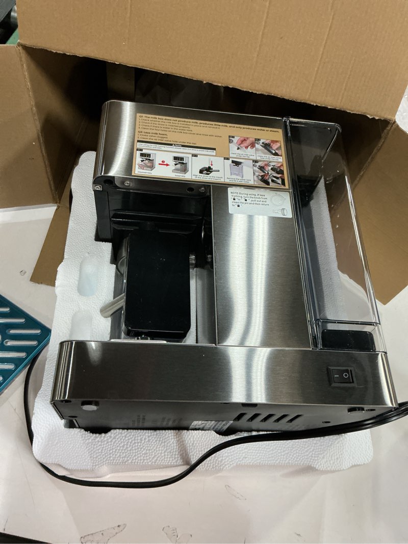 Condition photo showing As Is for AIRMSEN 20 Bar Espresso Machine with Automatic Milk Frother, Cappuccino & Latte Coffee Maker with Quick Brew Dual Boiler (1350W + 1000W), Stainless Steel, 60oz Water Tank, Touchscreen