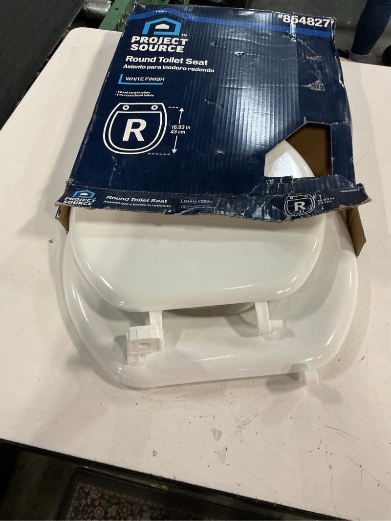 Condition photo showing As Is for project source plastic white round toilet seat