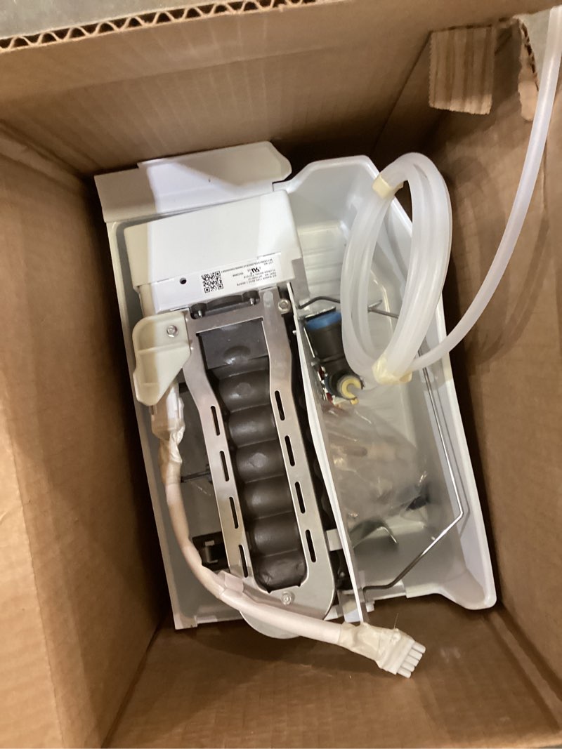 Condition photo showing As Is for whirlpool whirlpool ice maker kit- white