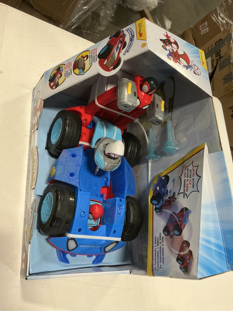 Condition photo showing Good Condition for Jazwares Marvel Spidey and His Amazing Friends Team Spidey Flip and Reveal Cruiser - 11-Inch Double-Sided Vehicle with Lights, Sounds, and Web Blast Launchers