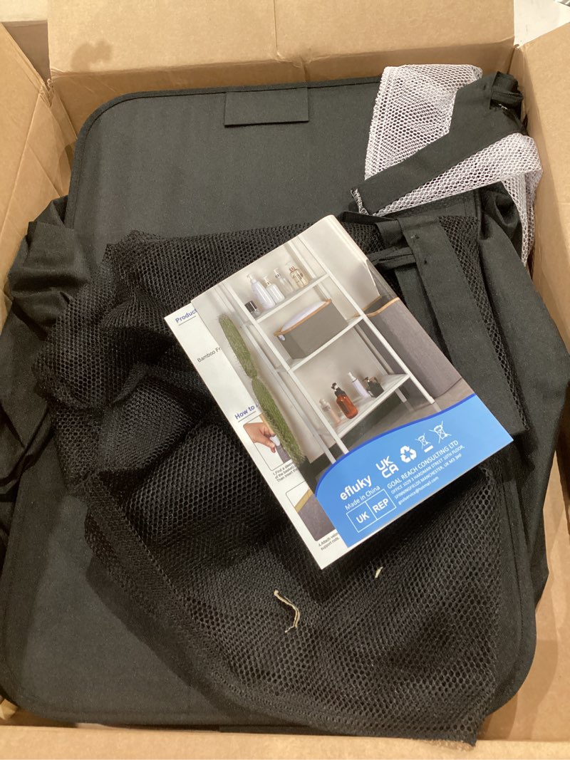 Condition photo showing Good Condition for efluky Laundry Hamper with Lid, Double Laundry Hamper with 2 Removable Bags, 2 Section Laundry Basket with Bamboo Handles for Bathroom, Bedroom & Laundry Room, 140L (36.9 Gallon) Black Black 140L Dual