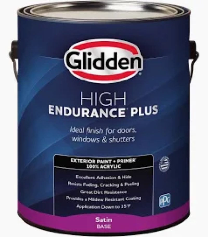 glidden hep exterior paint and primer all in one, dyeable, satin white & pastel base, 1 quart